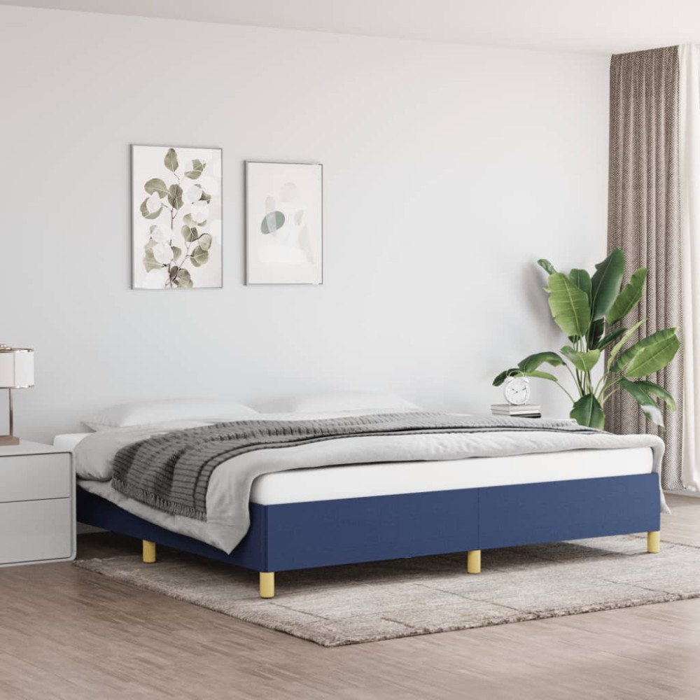 vidaXL Sängram utan madrass blå 200x200 cm tyg