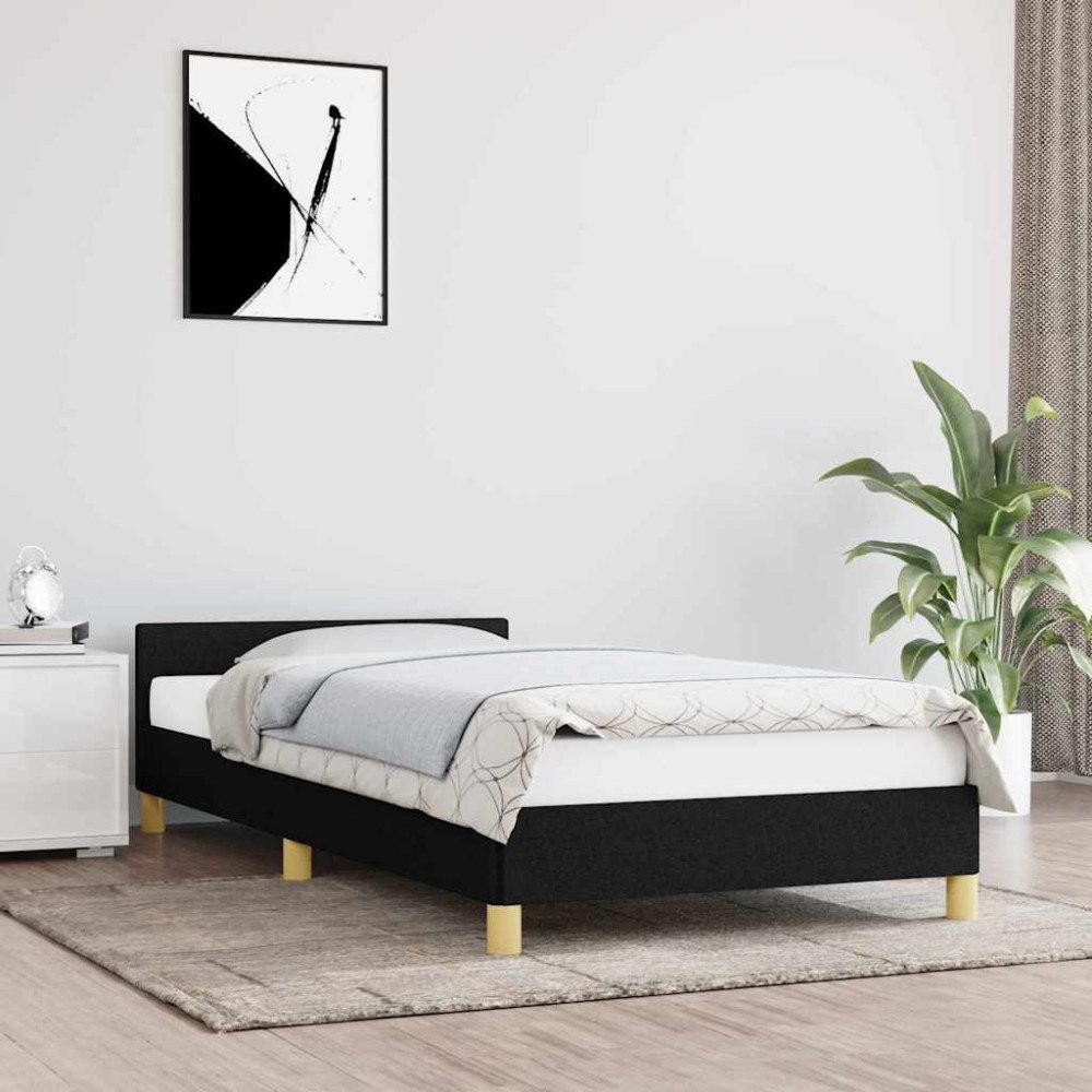 vidaXL Sängram med huvudgavel utan madrass svart 80x200 cm tyg