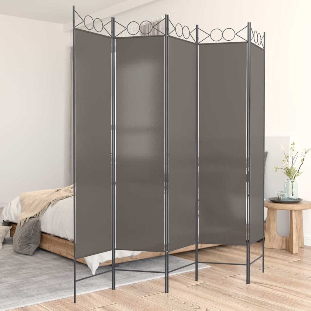 vidaXL Rumsavdelare 5 paneler antracit 200x220 cm tyg