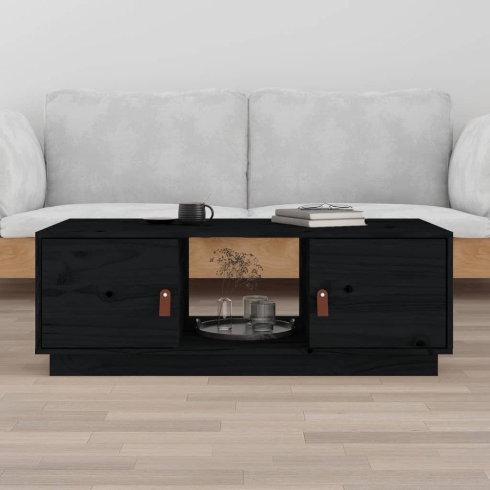 vidaXL Soffbord svart 100x50x35 cm massiv furu