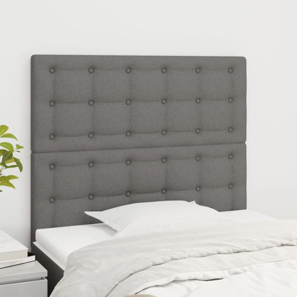vidaXL Sänggavel mörkgrå 100x5x118/128 cm tyg