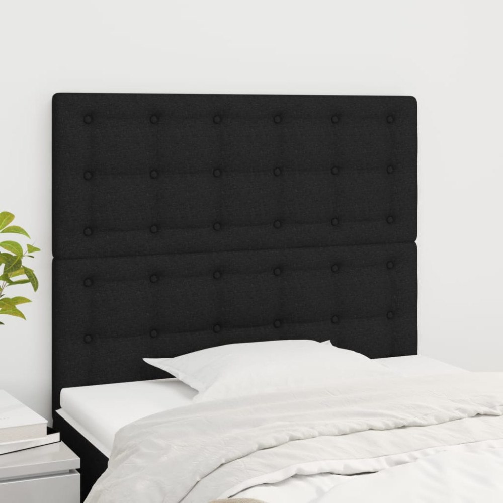 vidaXL Sänggavel svart 100x5x118/128 cm tyg
