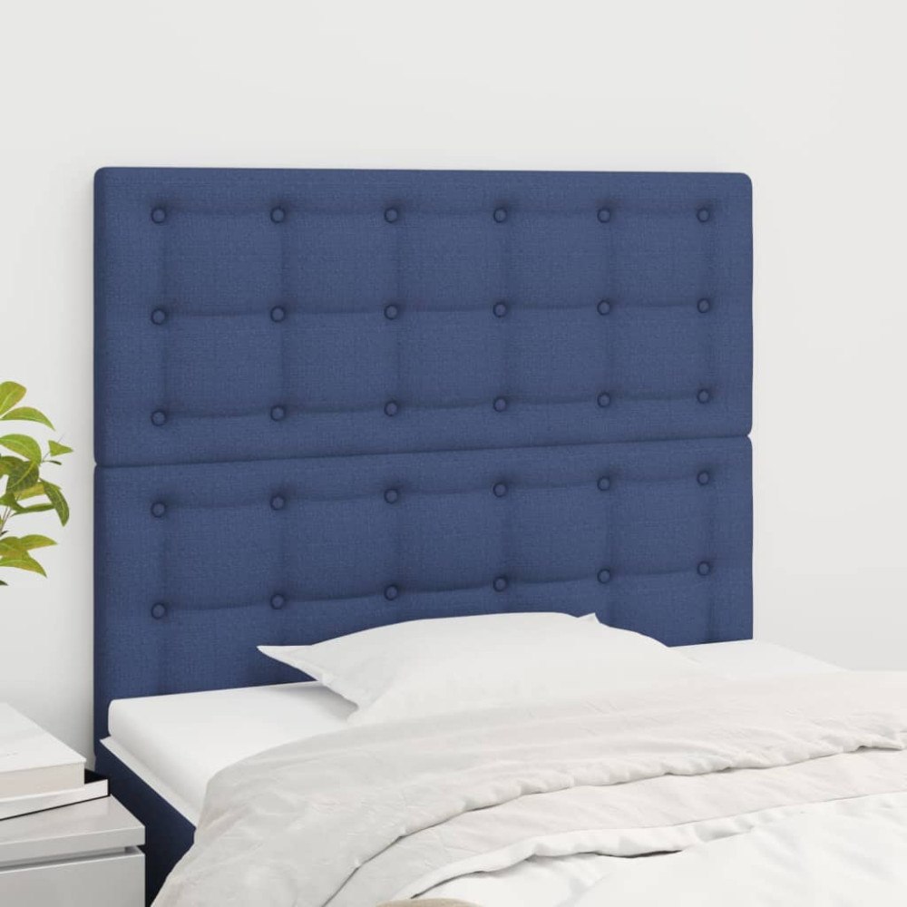 vidaXL Sänggavel blå 100x5x118/128 cm tyg