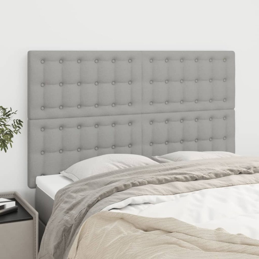 vidaXL Sänggavel ljusgrå 144x5x118/128 cm tyg