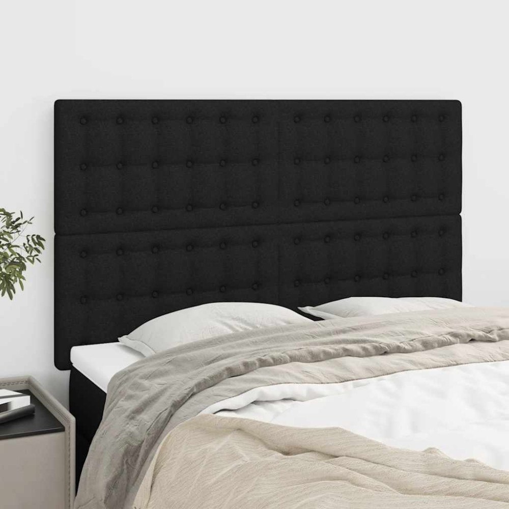 vidaXL Sänggavel svart 144x5x118/128 cm tyg