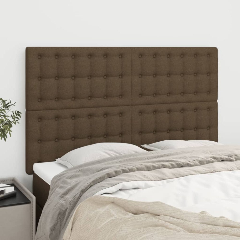 vidaXL Sänggavel mörkbrun 144x5x118/128 cm tyg