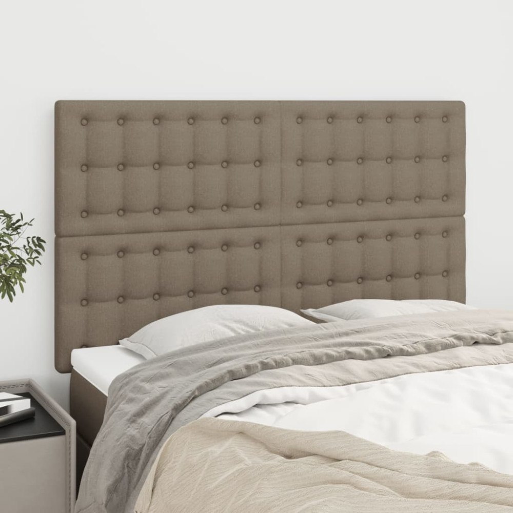 vidaXL Sänggavel taupe 144x5x118/128 cm tyg