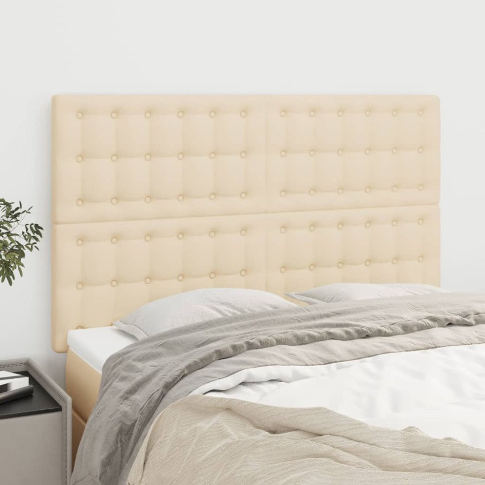 vidaXL Sänggavel creme 144x5x118/128 cm tyg
