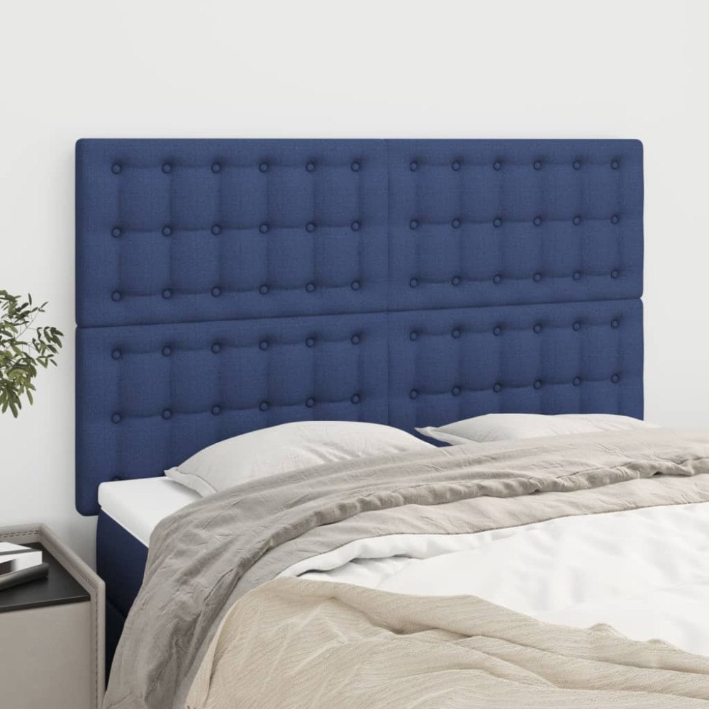 vidaXL Sänggavel blå 144x5x118/128 cm tyg