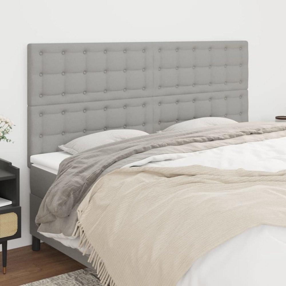 vidaXL Sänggavel ljusgrå 180x5x118/128 cm tyg