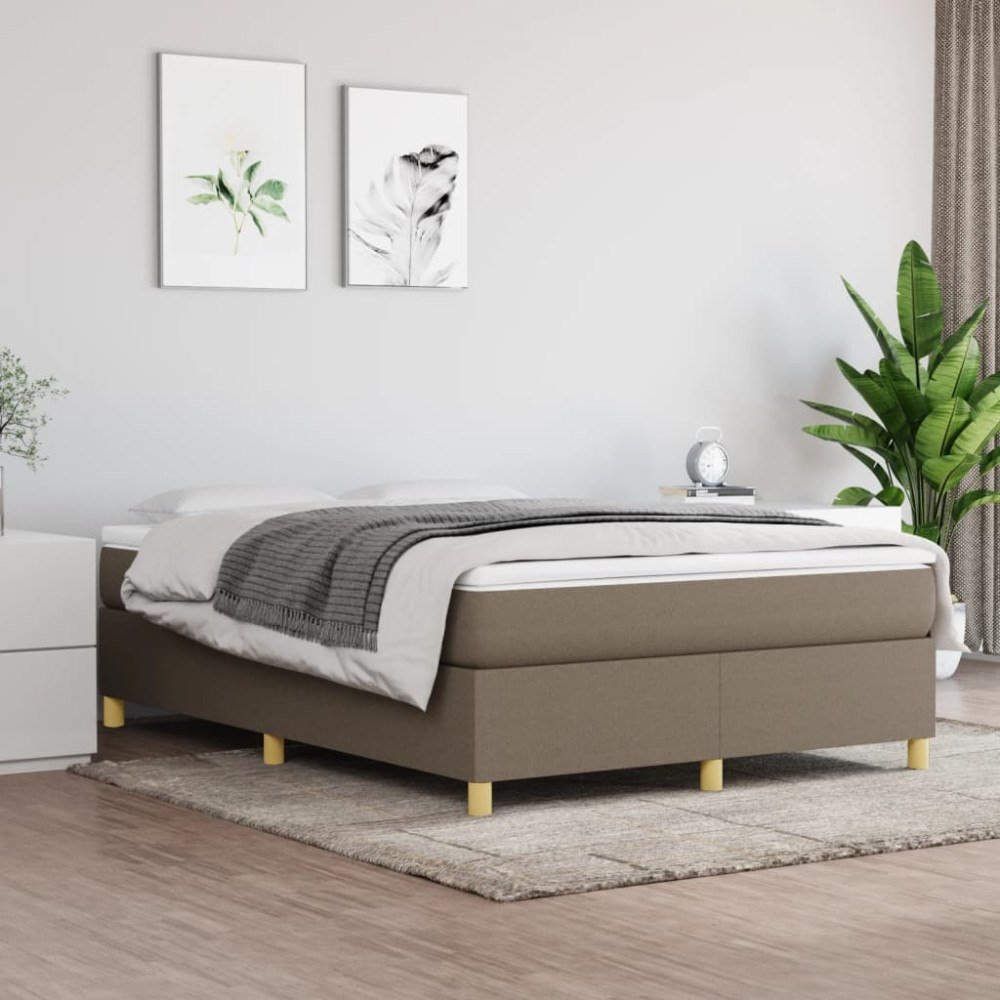 vidaXL Boxspring-sängram taupe 140x200 cm tyg