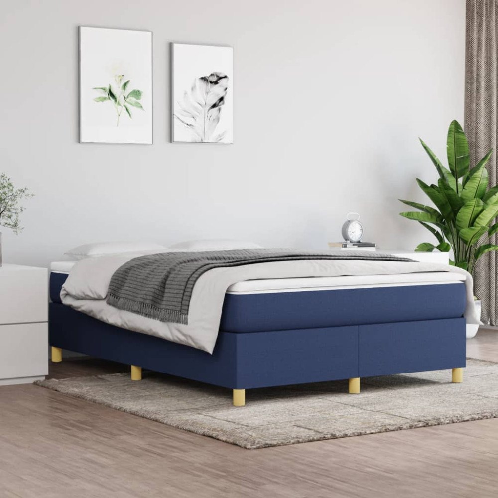 vidaXL Boxspring-sängram blå 140x200 cm tyg