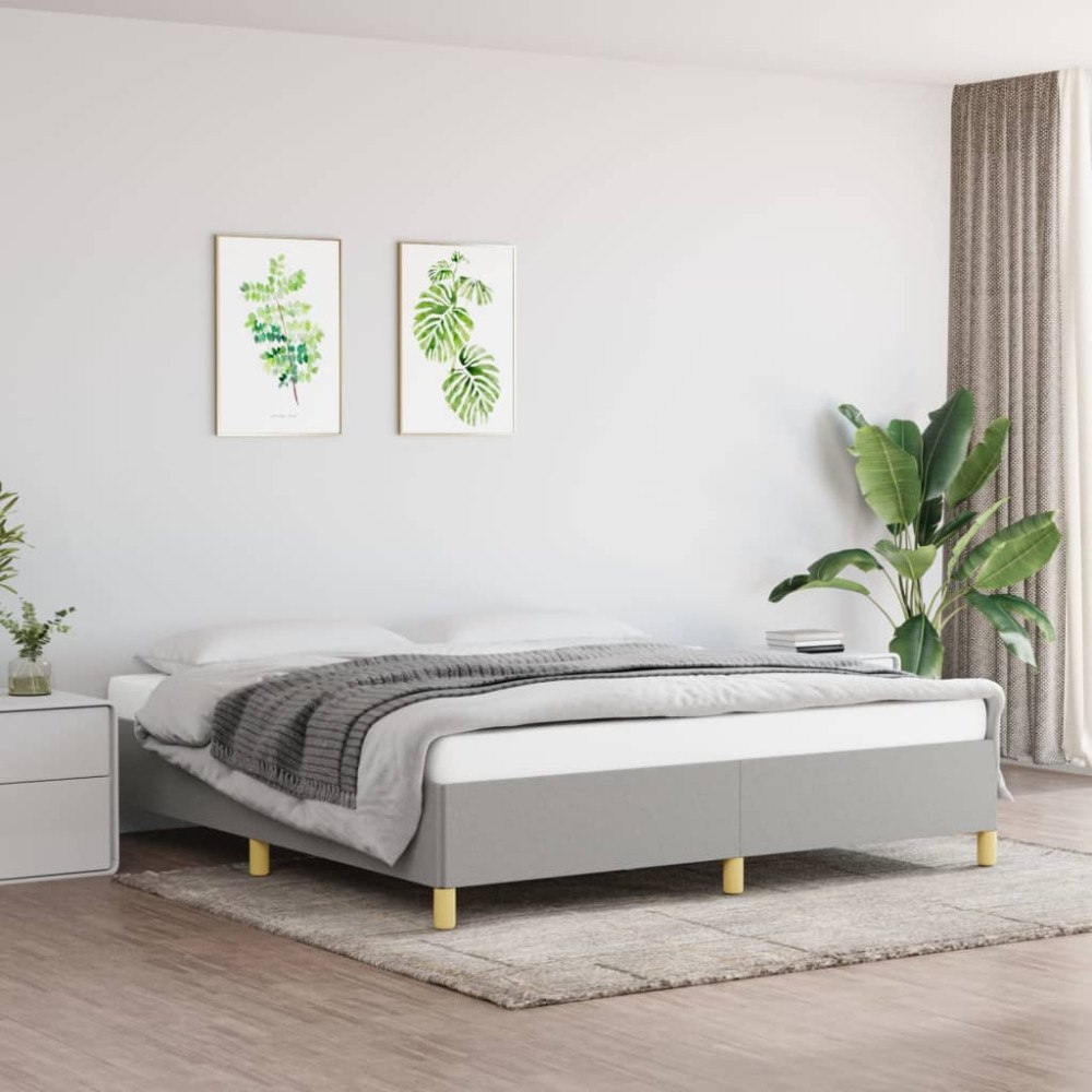 vidaXL Boxspring-sängram ljusgrå 160x200 cm tyg