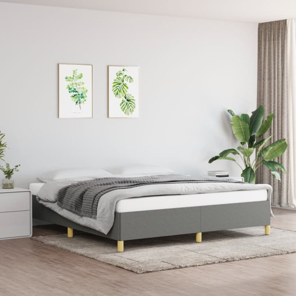 vidaXL Boxspring-sängram mörkgrå 160x200 cm tyg
