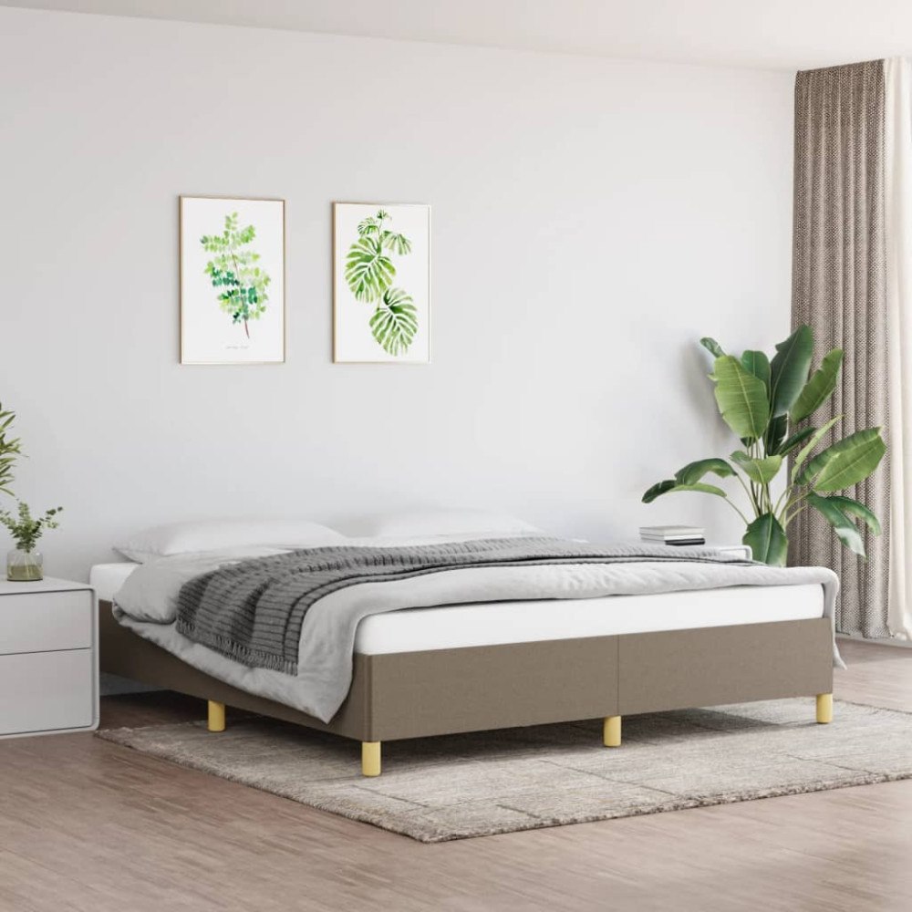 vidaXL Boxspring-sängram taupe 160x200 cm tyg