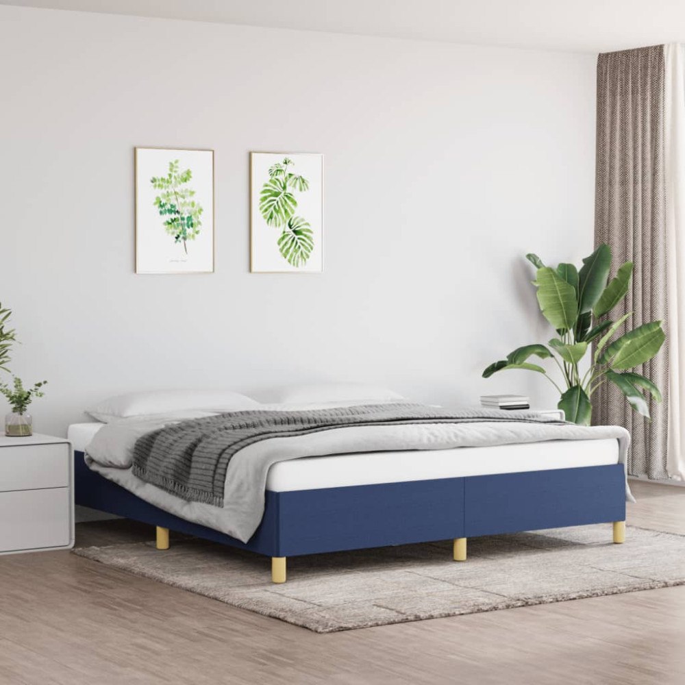 vidaXL Boxspring-sängram blå 160x200 cm tyg