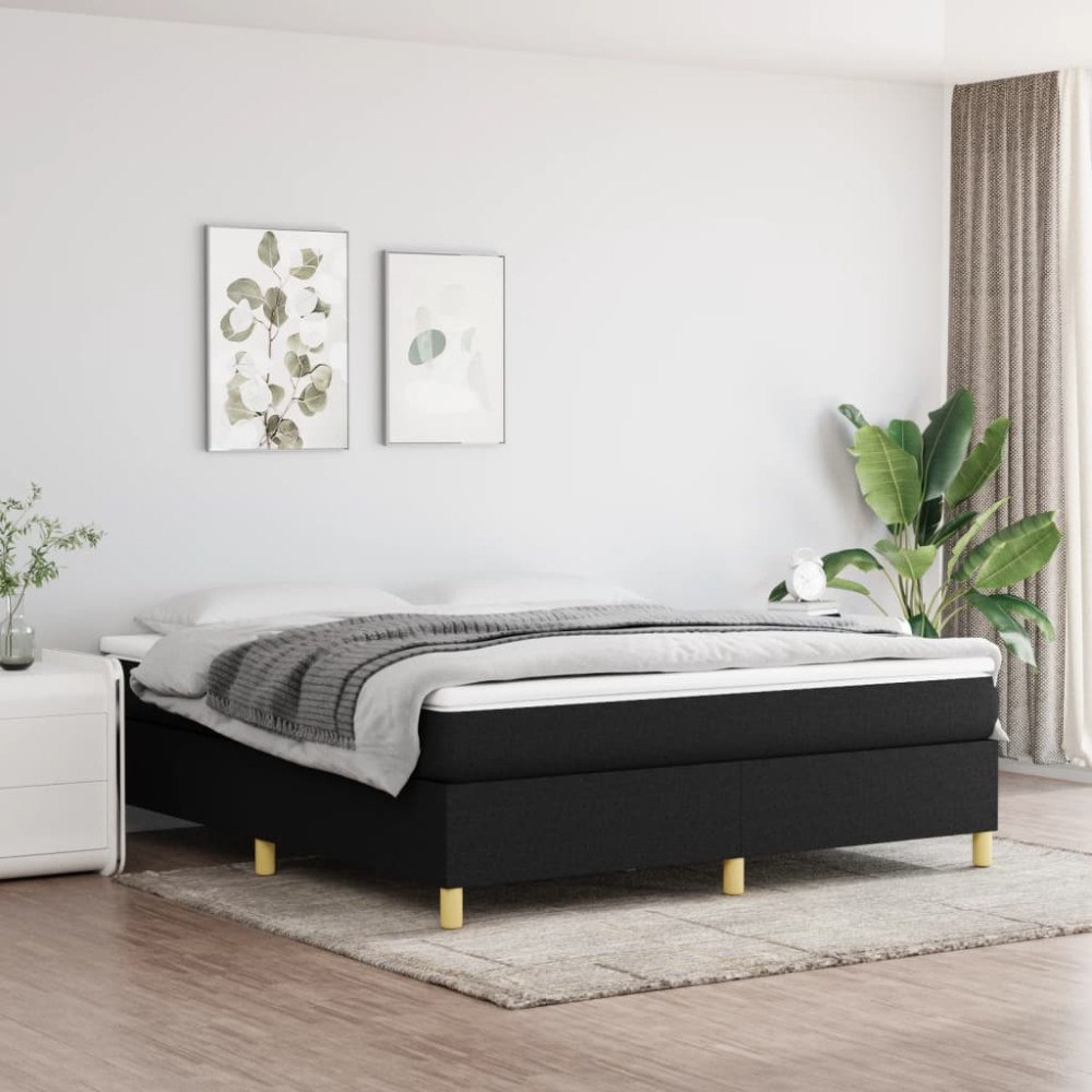 vidaXL Boxspring-sängram svart 180x200 cm tyg