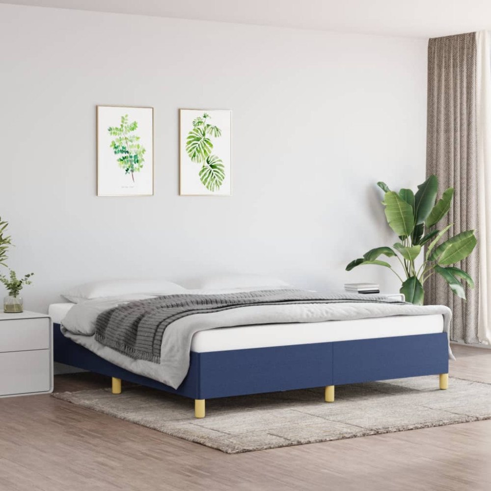 vidaXL Boxspring-sängram blå 180x200 cm tyg