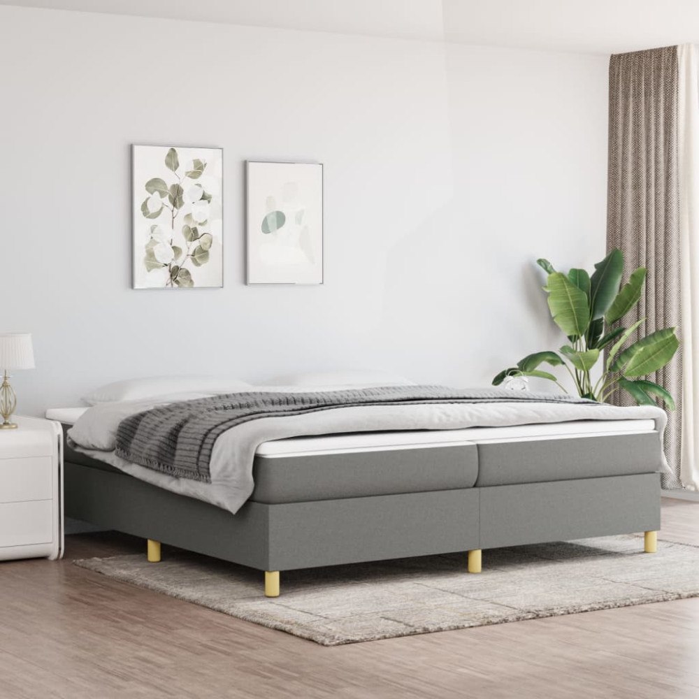 vidaXL Boxspring-sängram mörkgrå 200x200 cm tyg