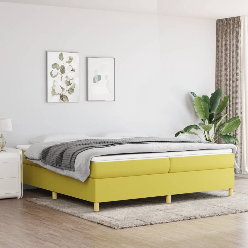 vidaXL Boxspring-sängram grön 200x200 cm tyg