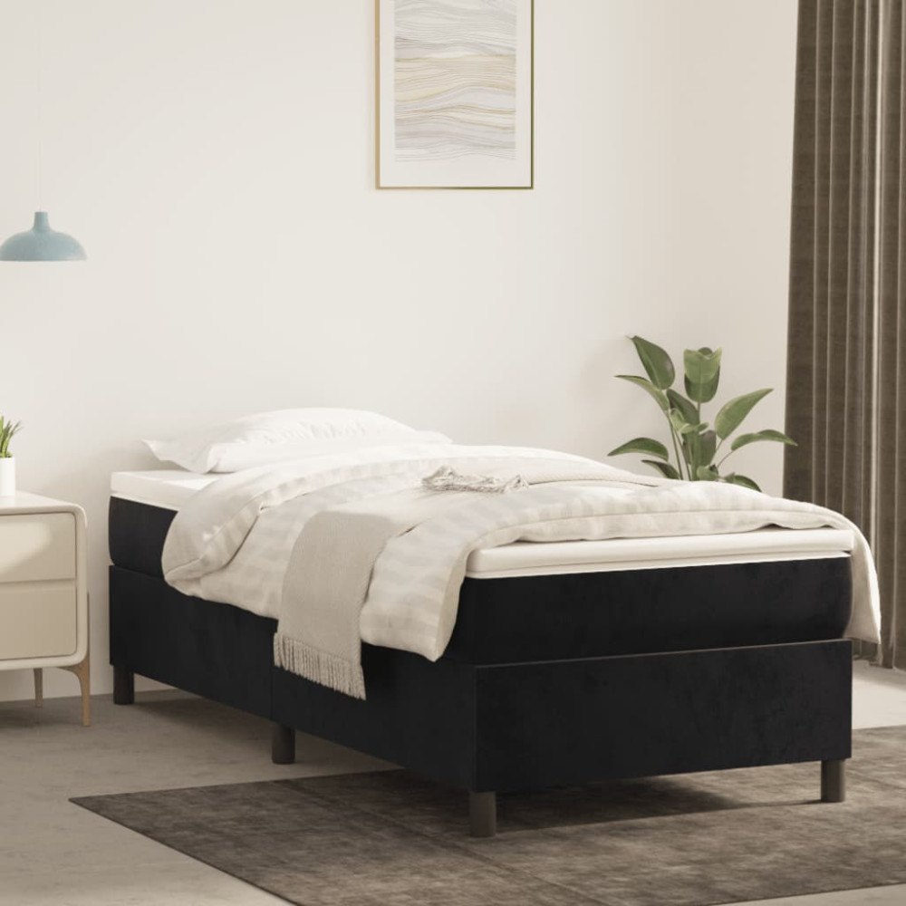 vidaXL Boxspring-sängram svart 90x190 cm sammet