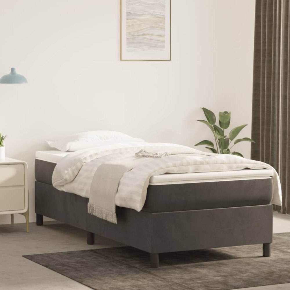 vidaXL Boxspring-sängram mörkgrå 90x200 cm sammet