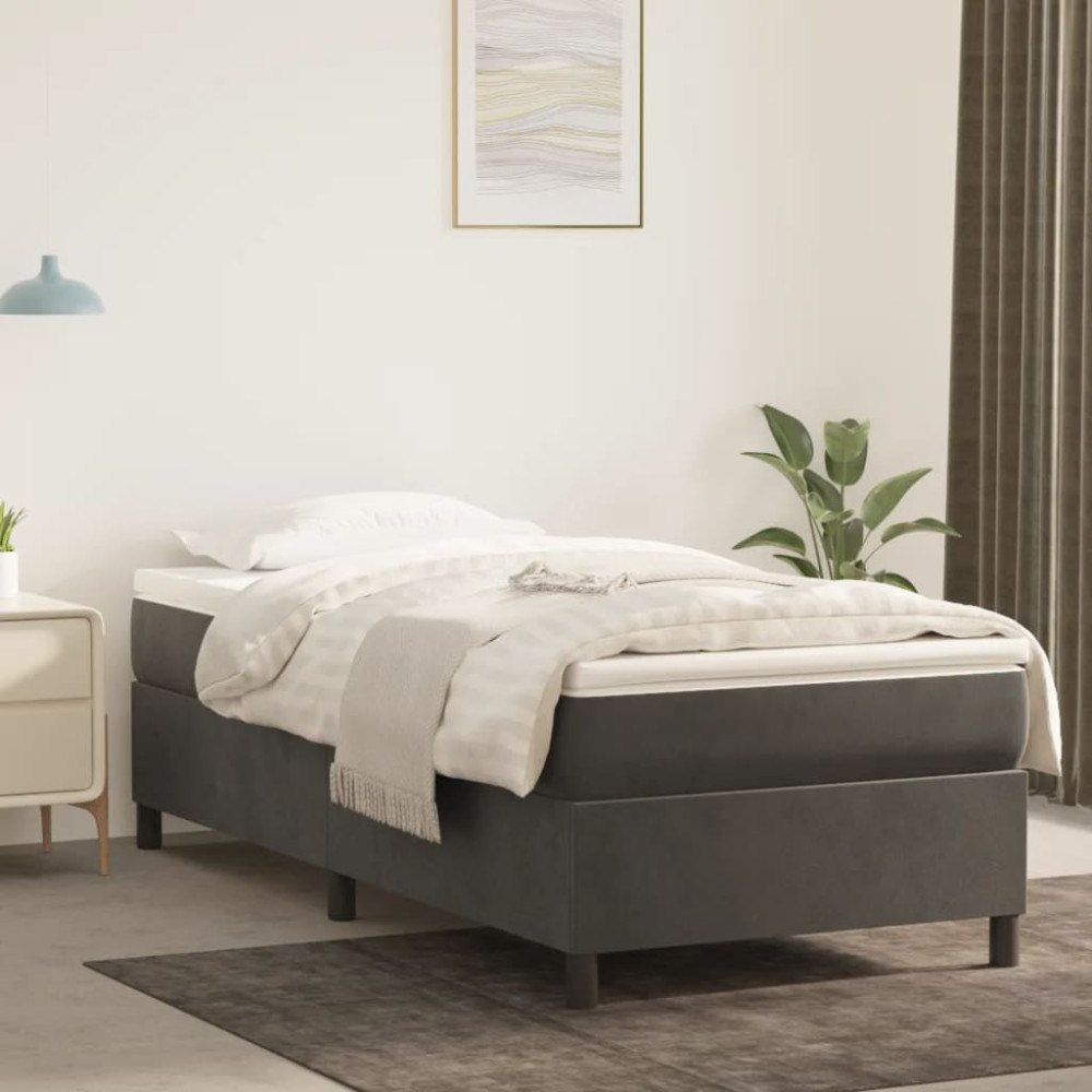 vidaXL Boxspring-sängram mörkgrå 100x200 cm sammet