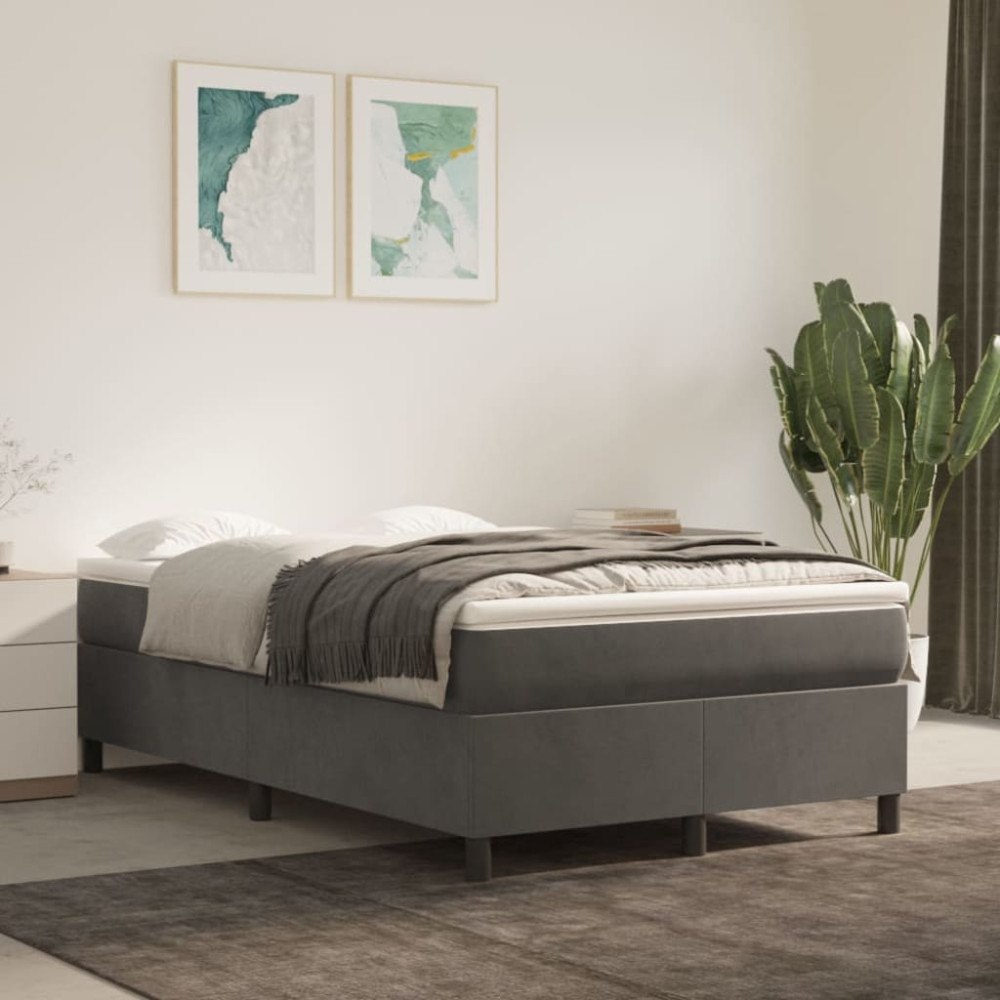 vidaXL Boxspring-sängram mörkgrå 120x200 cm sammet