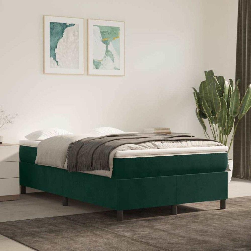 vidaXL Boxspring-sängram mörkgrön 120x200 cm sammet