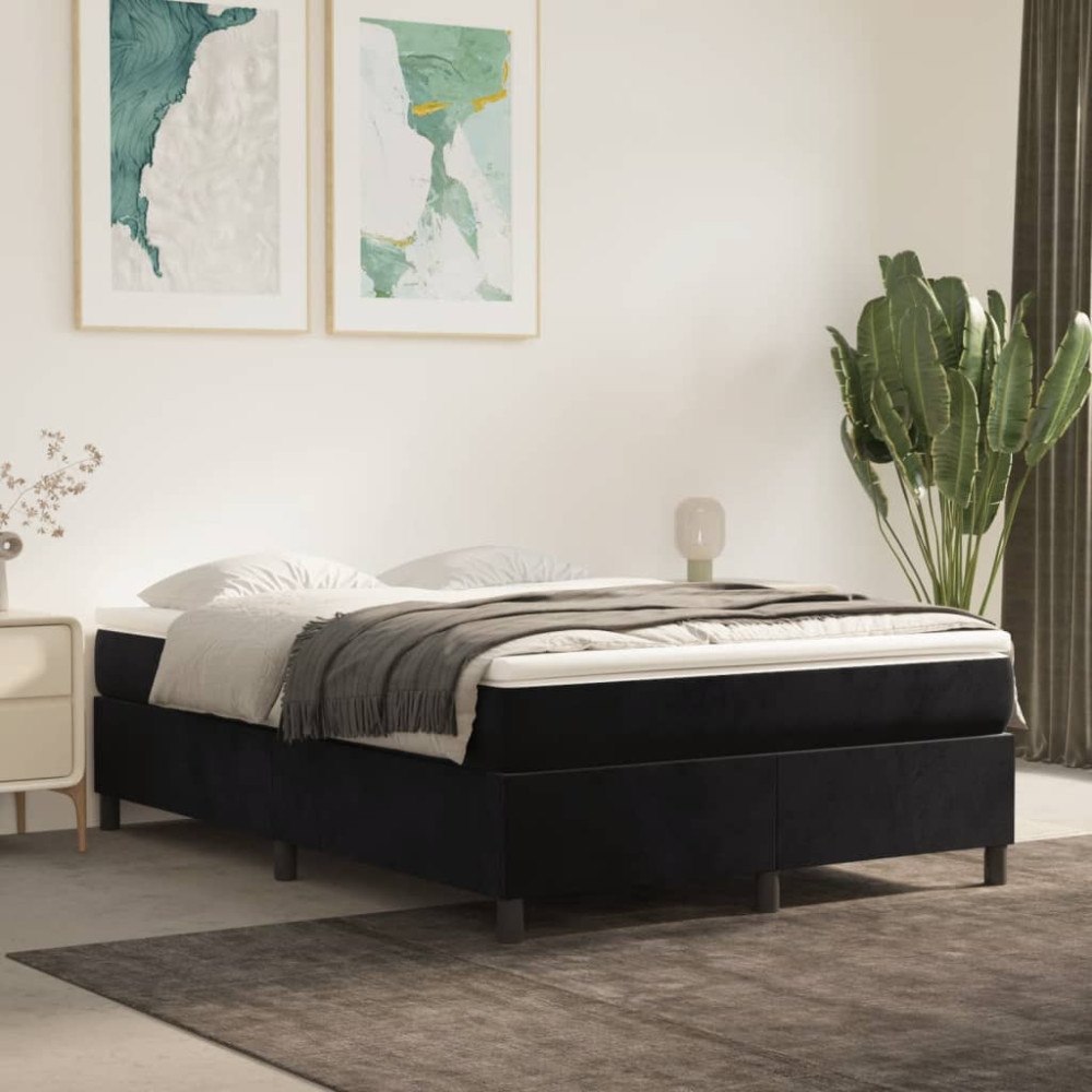 vidaXL Boxspring-sängram svart 140x190 cm sammet