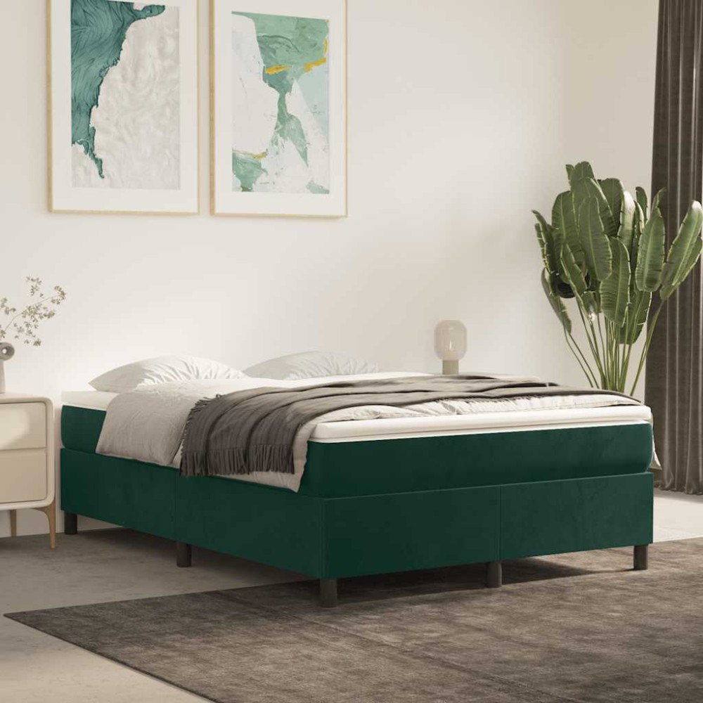 vidaXL Boxspring-sängram mörkgrön 140x190 cm sammet