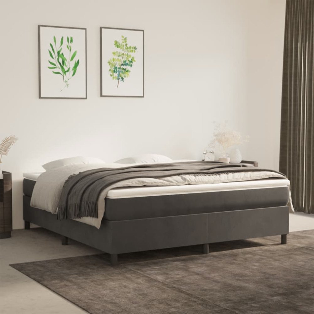 vidaXL Boxspring-sängram mörkgrå 160x200 cm sammet