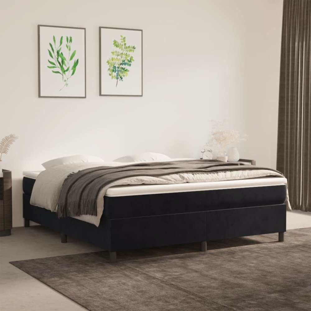 vidaXL Boxspring-sängram svart 160x200 cm sammet
