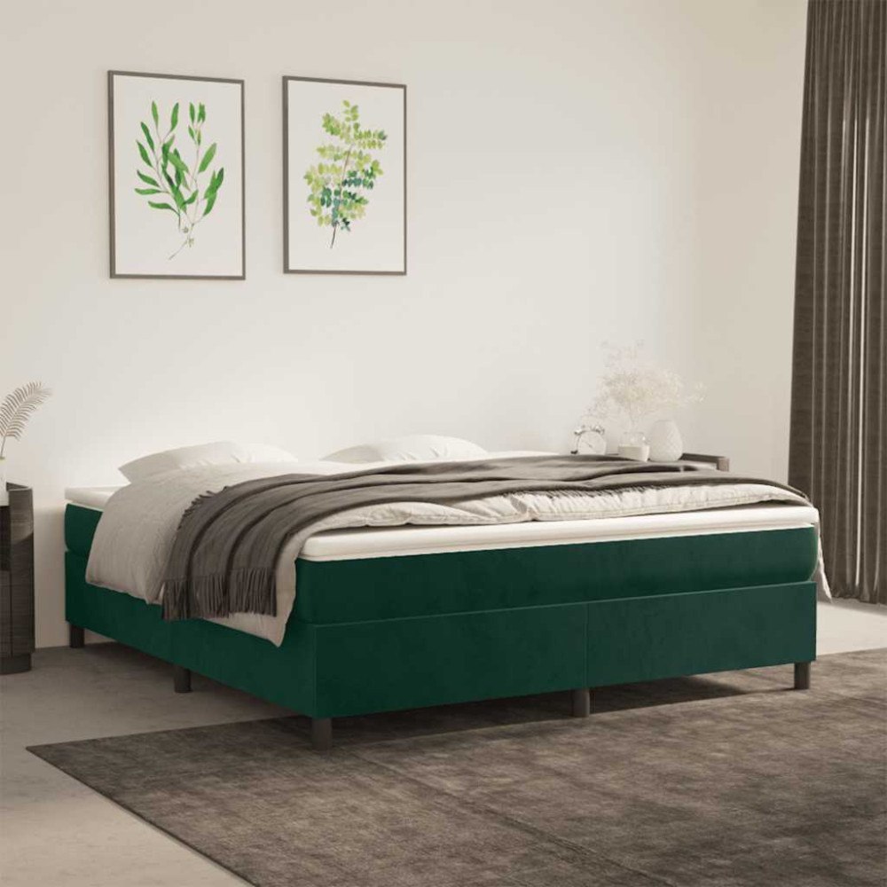 vidaXL Boxspring-sängram mörkgrön 160x200 cm sammet