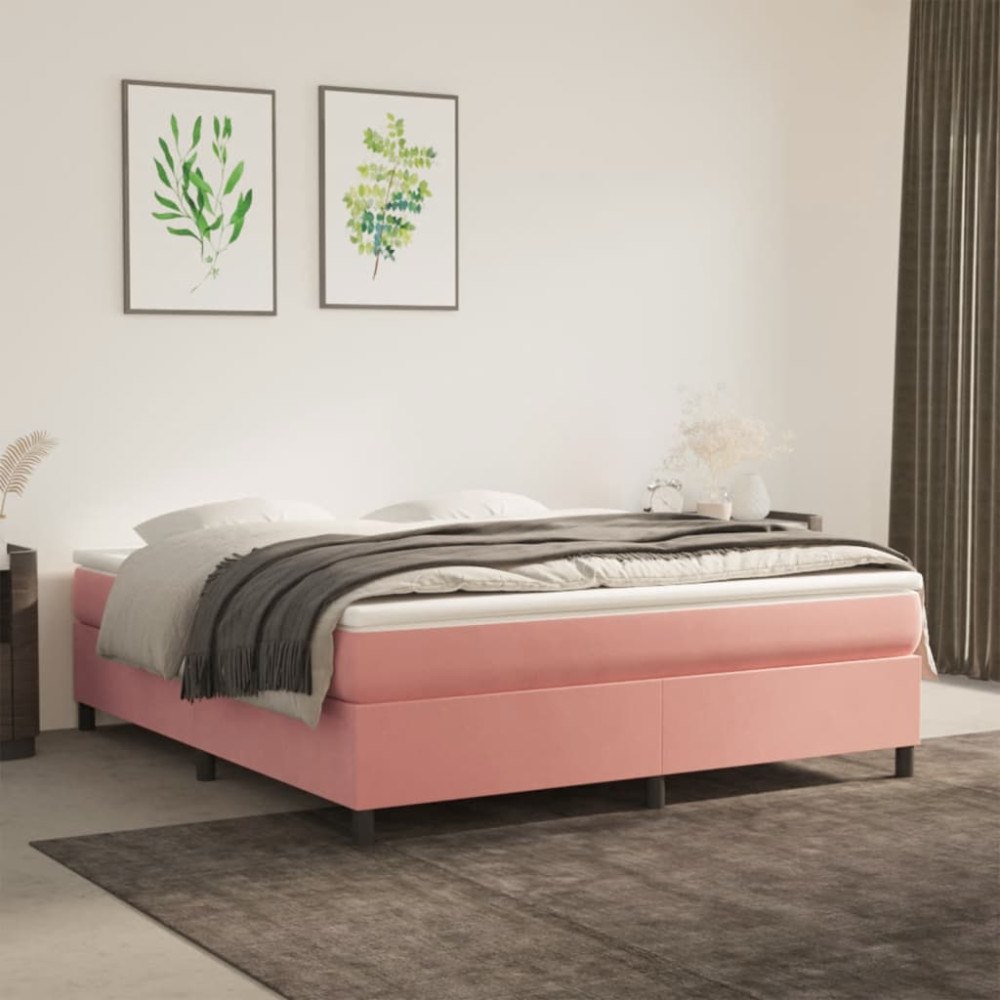 vidaXL Boxspring-sängram rosa 180x200 cm sammet