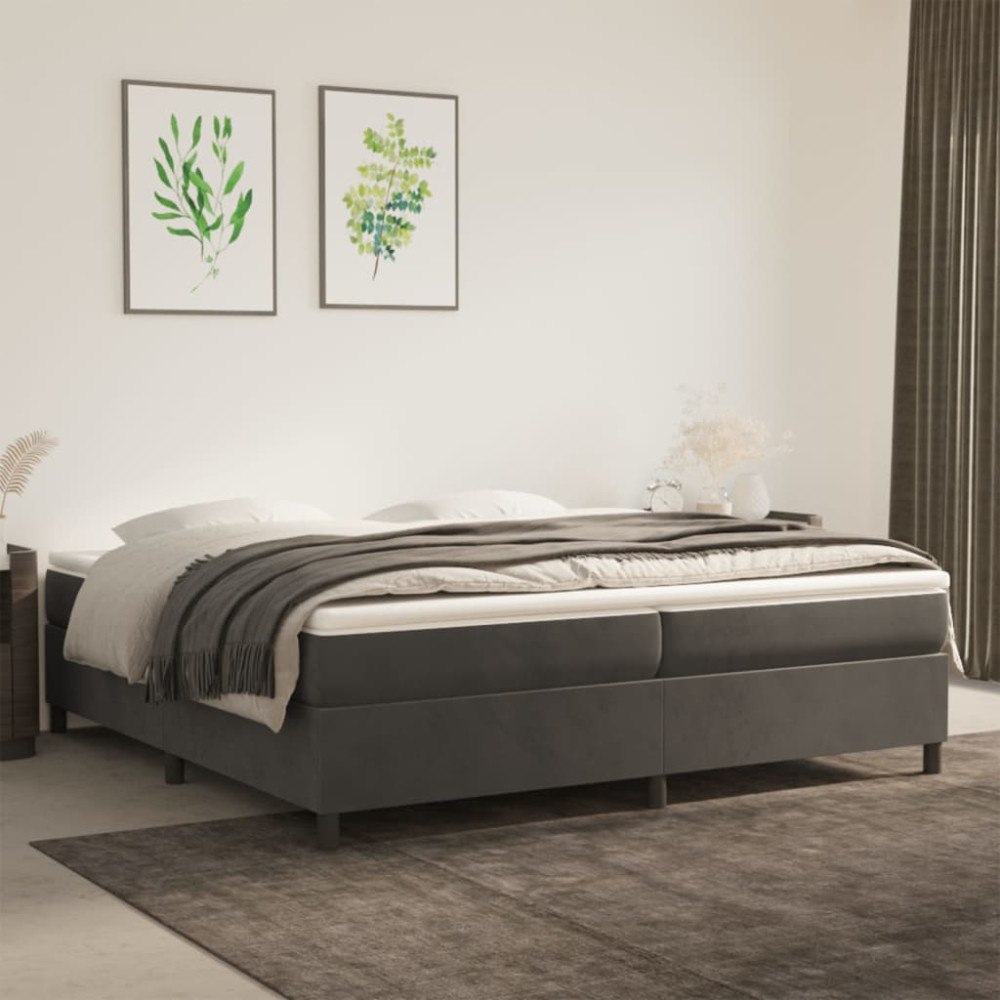 vidaXL Boxspring-sängram mörkgrå 200x200 cm sammet