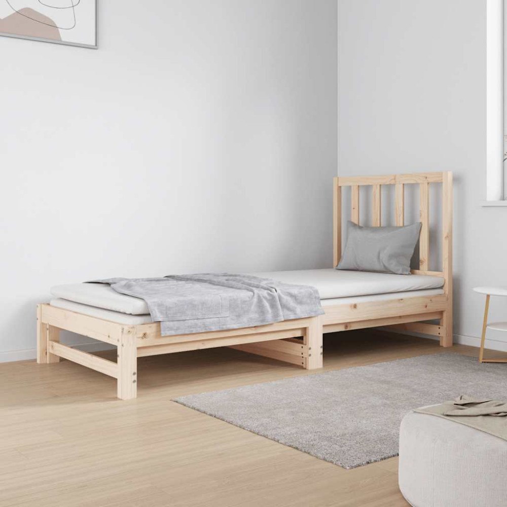 vidaXL Utdragbar dagbädd 2x(90x190) cm massiv furu