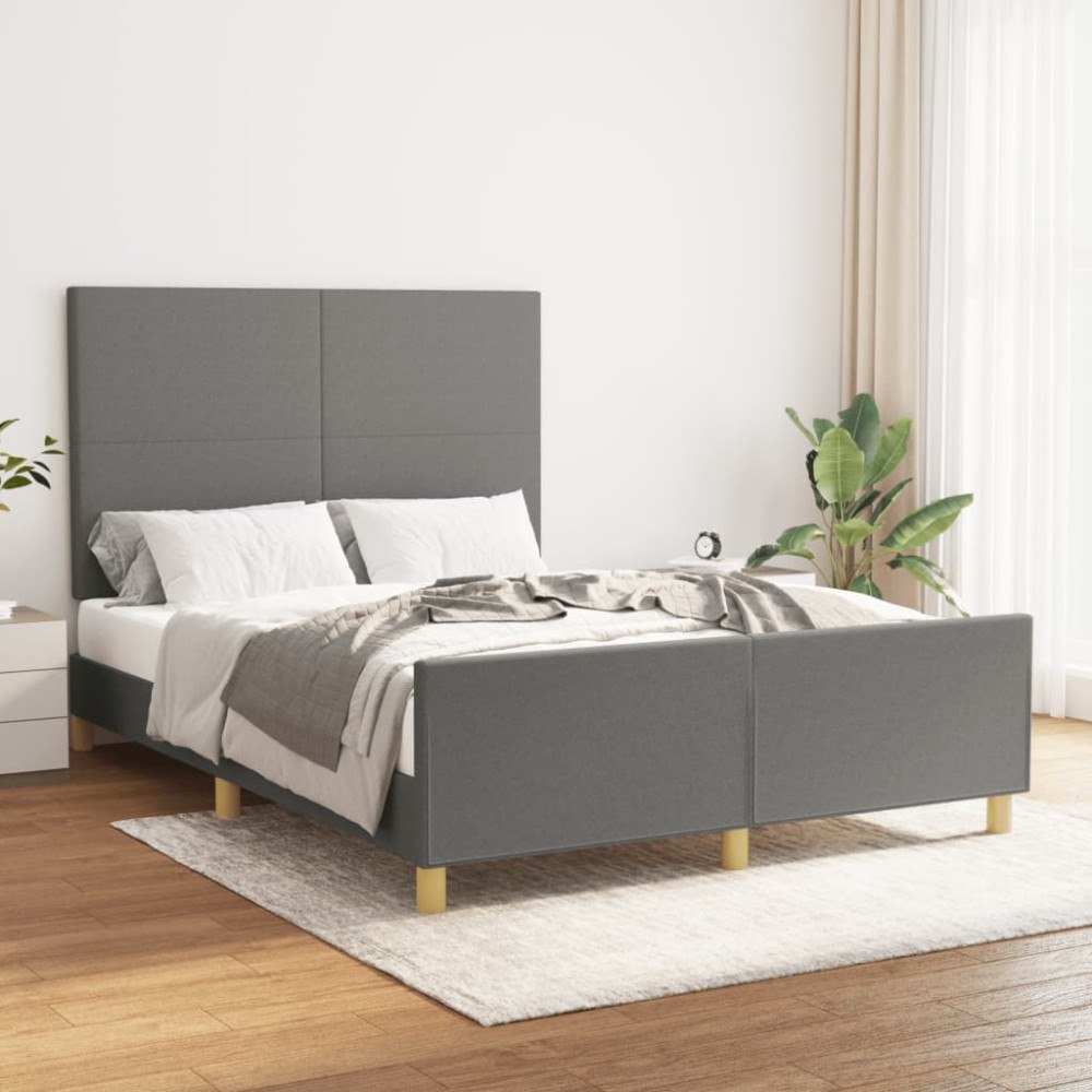vidaXL Sängram utan madrass mörkgrå 140x200 cm tyg