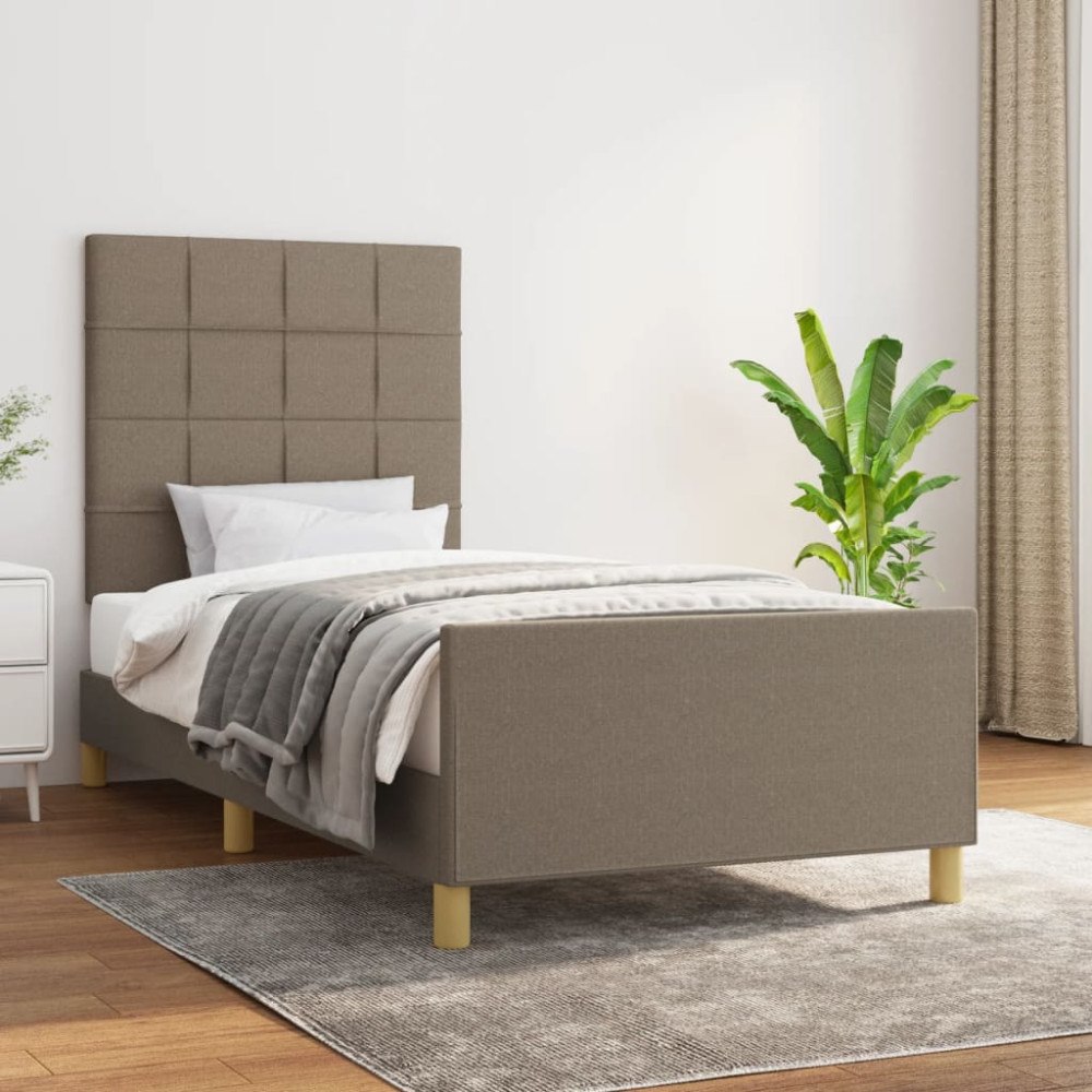 vidaXL Sängram utan madrass Taupe 80x200cm tyg