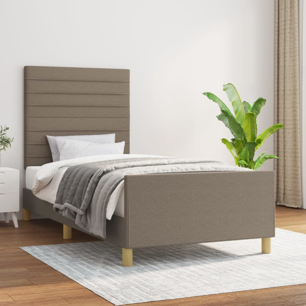 vidaXL Sängram utan madrass Taupe 80x200cm tyg