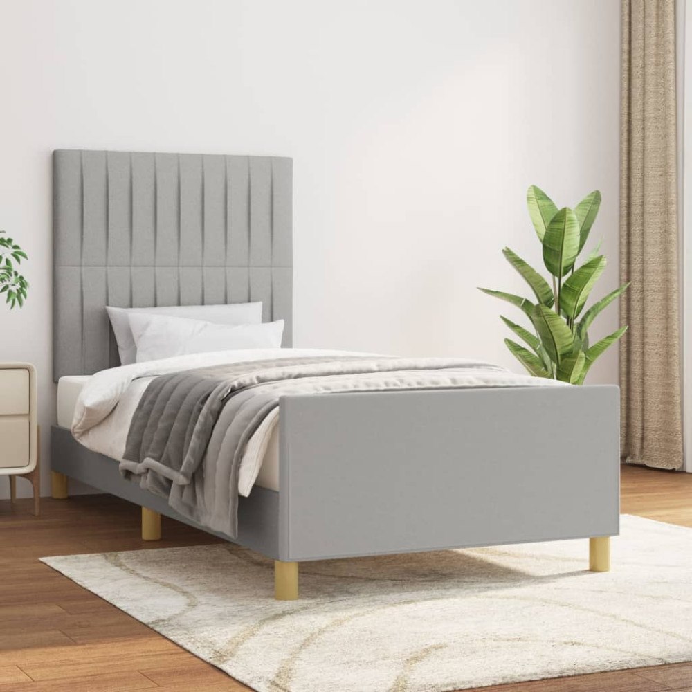 vidaXL Sängram utan madrass ljusgrå 80x200 cm tyg