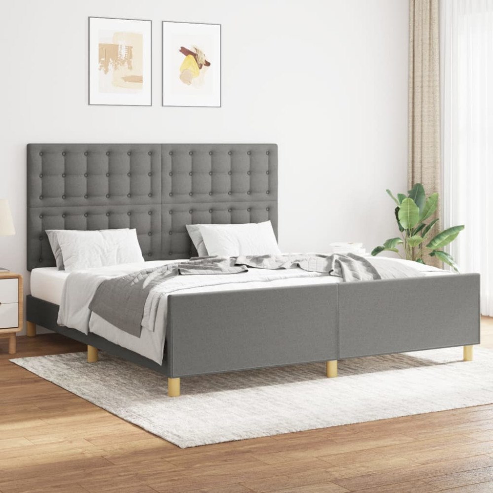 vidaXL Sängram utan madrass mörkgrå 160x200 cm tyg