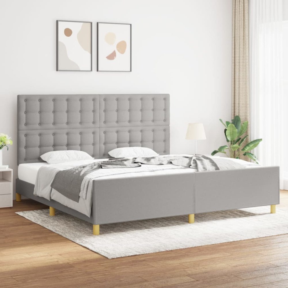 vidaXL Sängram utan madrass ljusgrå 200x200 cm tyg