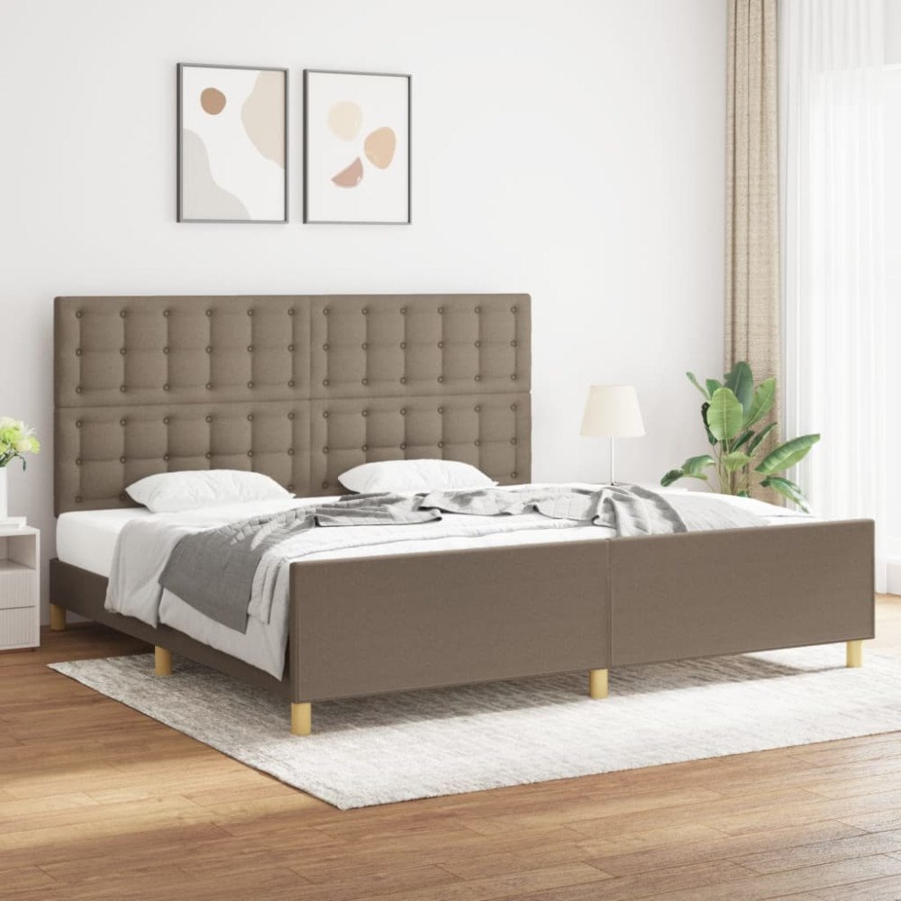 vidaXL Sängram utan madrass taupe 200x200 cm tyg