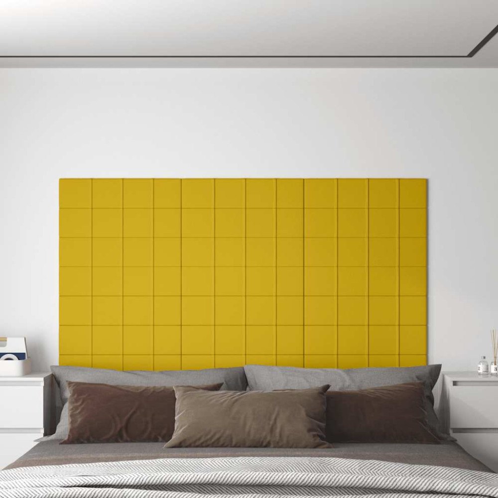 vidaXL Väggpaneler 12 st gul 60x15 cm sammet 1,08 m²