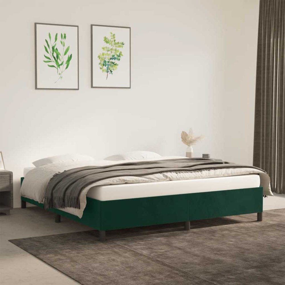 vidaXL Sängram utan madrass mörkgrön 180x200 cm sammet