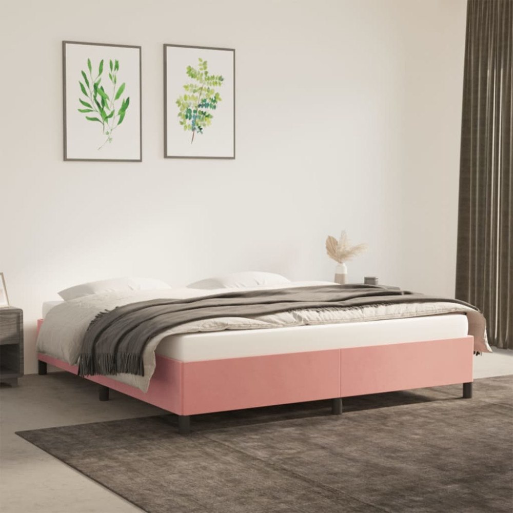 vidaXL Sängram rosa 180x200 cm sammet