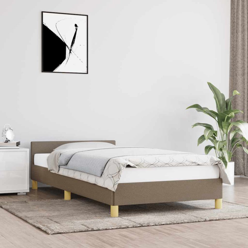 vidaXL Sängram med huvudgavel utan madrass taupe 80x200 cm tyg