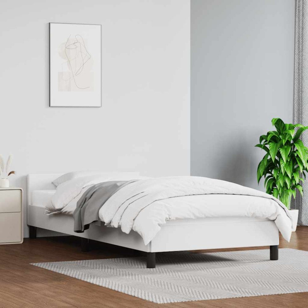vidaXL Sängram med huvudgavel utan madrass vit 90x200 cm