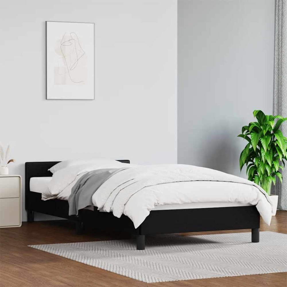 vidaXL Sängram med huvudgavel utan madrass svart 100x200 cm